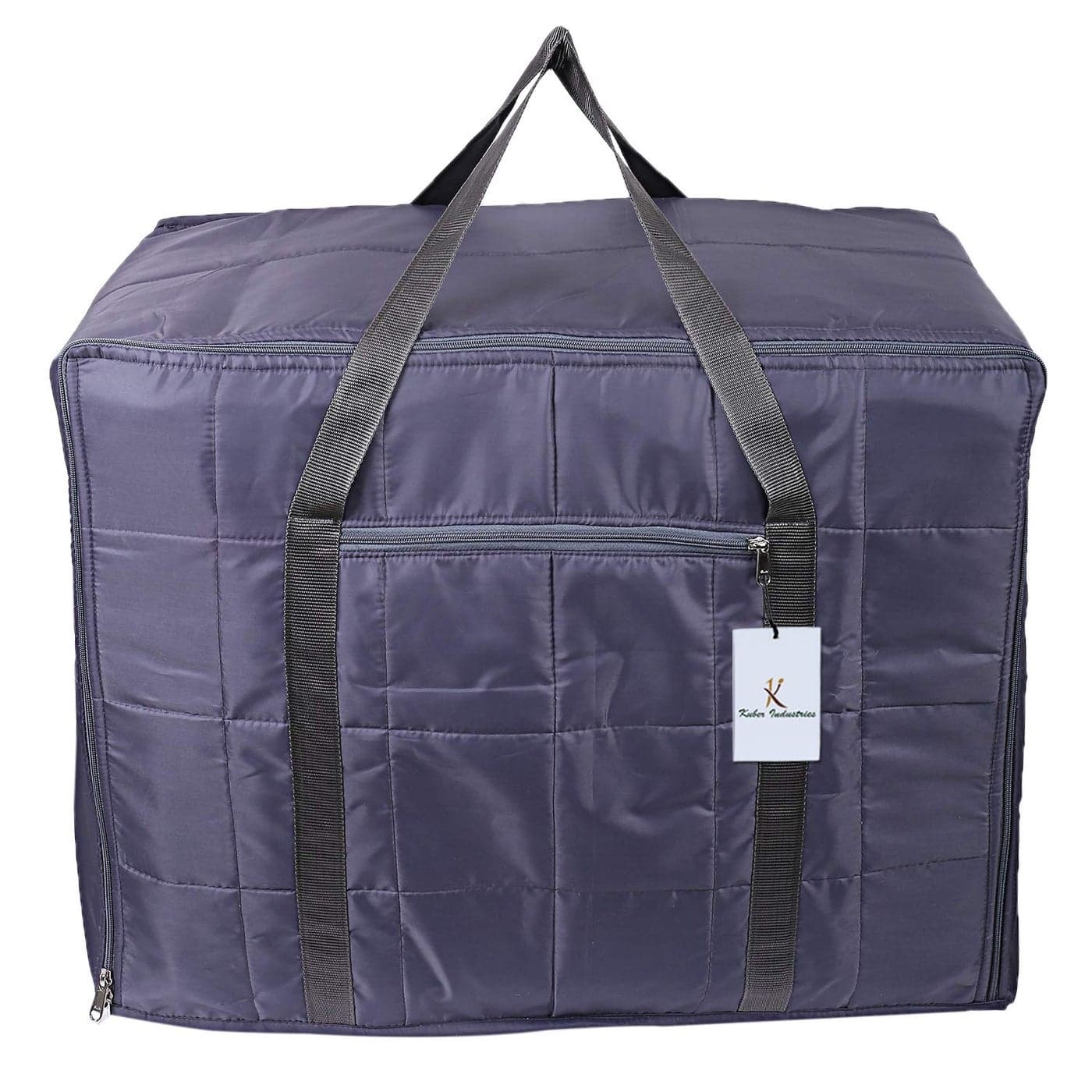 Kuber Industries Rectangular Parachute Jumbo Underbed Moisture Proof Storage Bag with Zipper Closure and Handle Grey Standard CTKTC06896