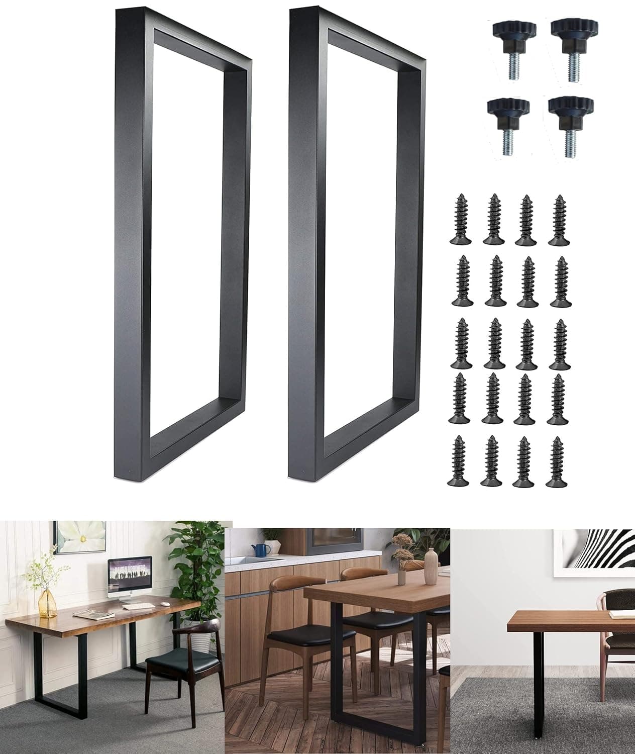 Steel Art Craft Galvanized Pipe Metal Legs for TableDining Table Leg Industrial Style Square Design H68 cmW51cm Set of 2 Black ColorSquare design