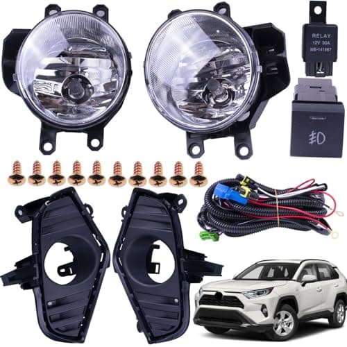 Prefer Warehouse One Set Fog Light Lamps + Covers + Switch + Screws + Wiring Compatible With Toyota RAV4 2019-2024 Replaces TO1038223 TO1039223 TO1038225 TO1039225 TO2593142 TO2592142