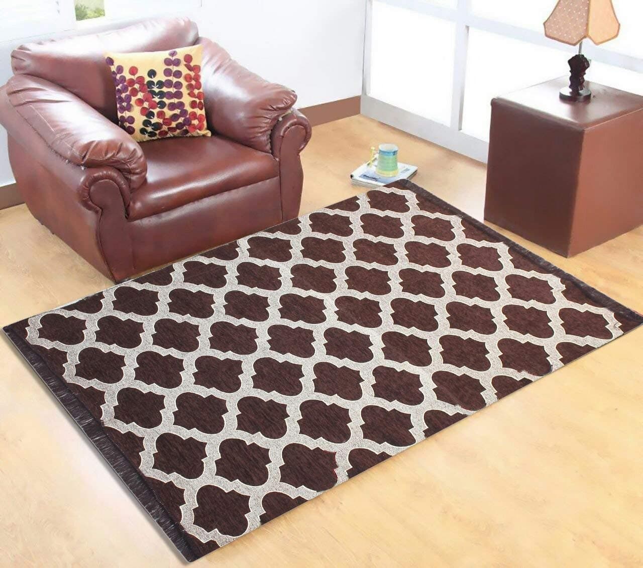 Sparrow World™ 6D Designer Superfine Exclusive Velvet Carpet | Rug | Living Room | Bedroom | Hall | School | Temple | Bedside Runner | 5 Feet x 7 Feet (Brown)
