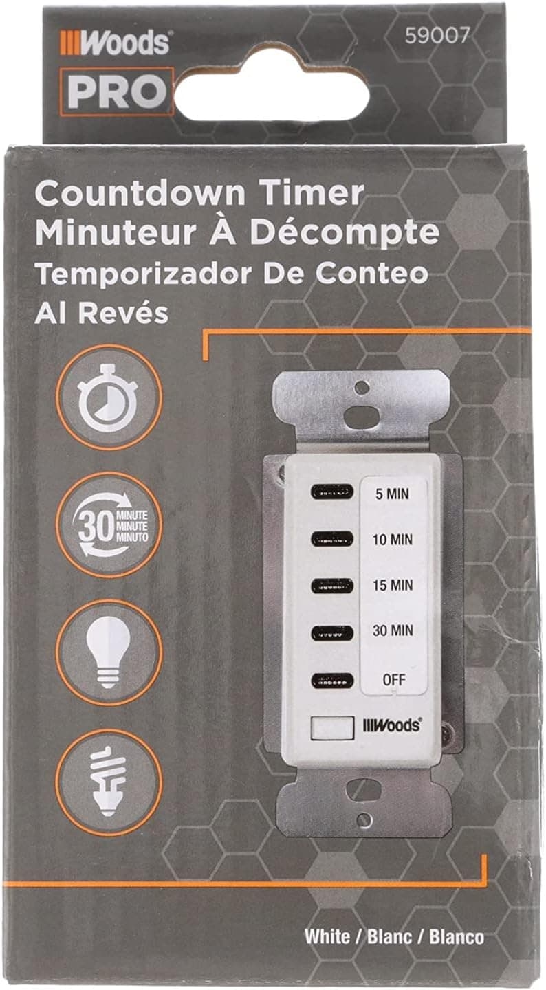 Woods 59007WD InWall 30Minute Decora Digital Countdown Timer