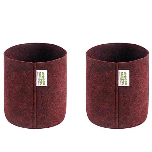 Anandi Green's 400 GSM Geo Fabric Plant Grow Bag Suitable for Terrace and Flowers Vegetable Gardening Round Maroon, 6x6 INCH Pack of 2