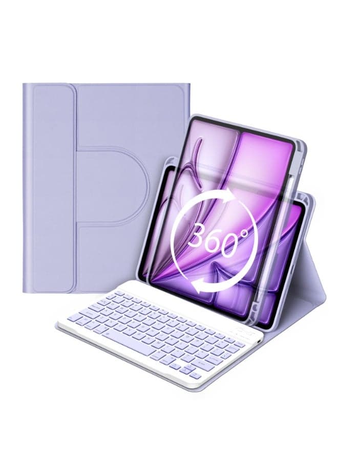 Keyboard Case for iPad Air 11 2025 M3,360 Rotating Case and Magnetic Detachable Keyboard Portrait/Landscape Modes