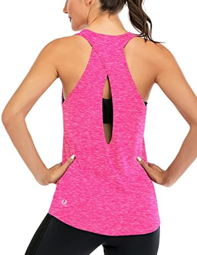 ICTIVE Womens Cross Backless Workout Tops for Women Racerback Tank Tops Open Back Running Tank Tops Muscle Tank Yoga Shirts Workout Tank Tops for Women Yoga Tops Active Tanks Rose M