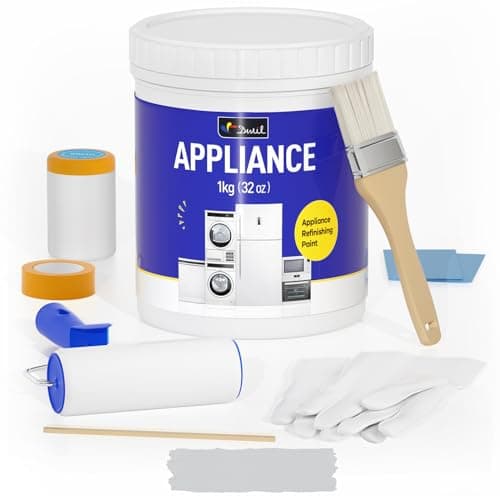 DWIL Appliance Paint for Refrigerator - Water Based Refrigerator Paint, Interior, for Plastic and Metal Surface in Dishwasher, Dryer, Microwave, Oven, 32 oz, Foggy Gray (with tools)