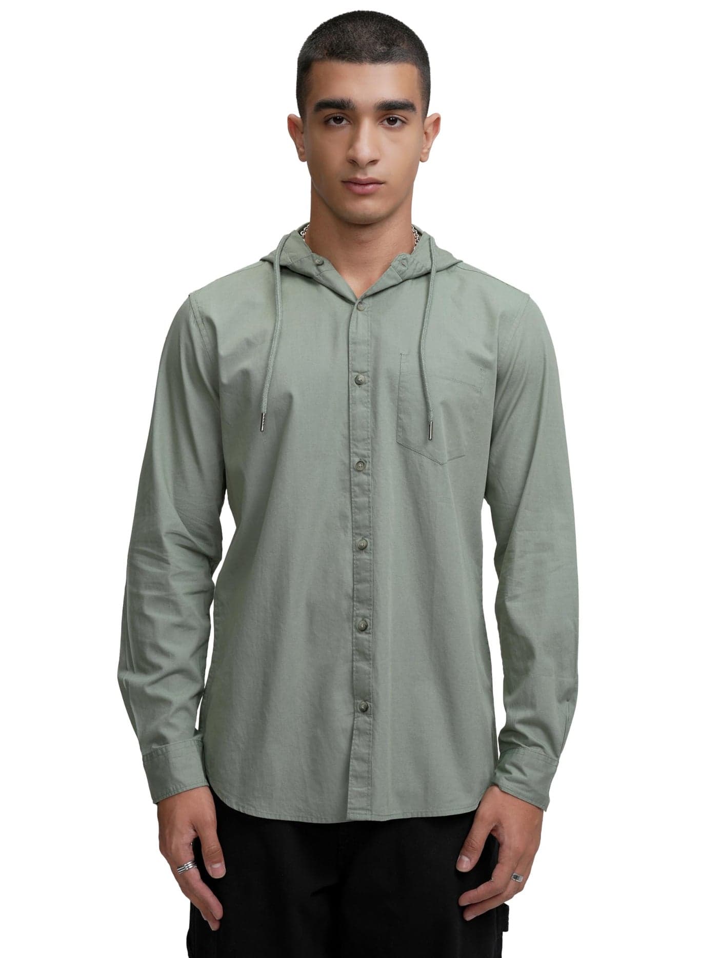 Highlander Men's Green Slim Fit Hoodie Casual Shirt | Sporty & Modern | A Fusion of Comfort & Urban Edge
