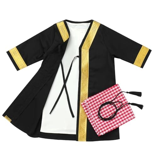 ODASDO Muslim Clothes for Baby Boys Abaya Toddler Kids Kaftan Newborn Prayer Outfit Infant Islamic Clothing Open Front Cardigan Robe Jubba Thobe Middle East Arabian Dubai Eid Ramadan Black 12-24M