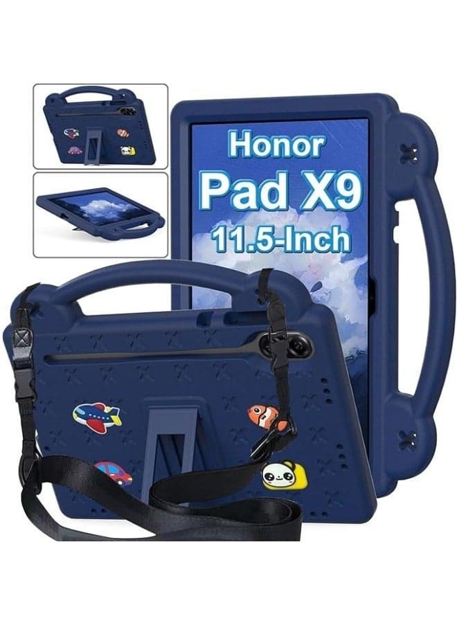 Case Compatible with Honor Pad X9 11.5 Inch 2023, DIY Accessories for Kids, Shockproof Case with 【Pencil Holder】 【Shoulder Strap】 【Handle Stand】