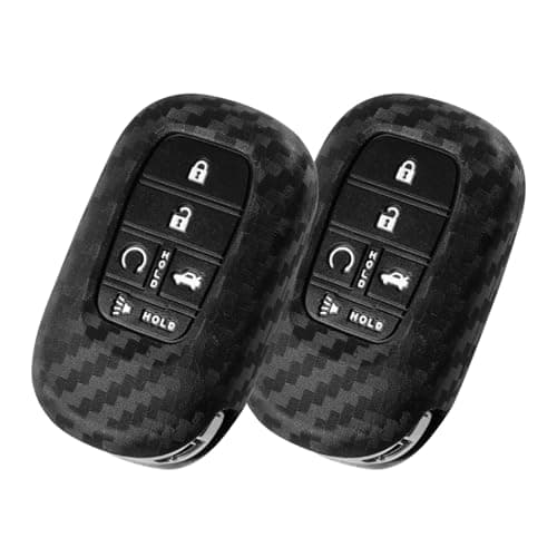 WORCAS 2 Pcs Key Fob Case Carbon Fiber Pattern Silicone Cover Compatible with Honda Civic VEZEL RV3 RV4 EHEV RV5 RV6 Etc 4 5 Button Keyless Entry Remote HDSB5SCE2