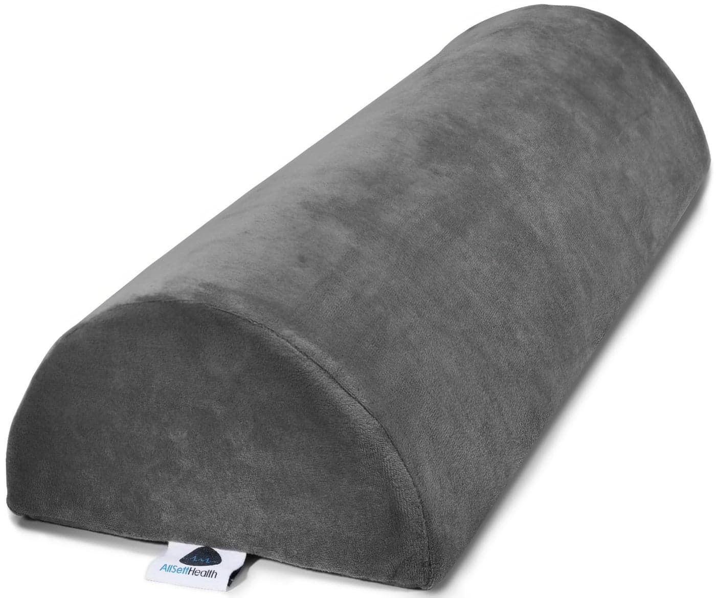 AllSett Health Knee Pillow for Back Sleeping, Large Half Moon Bolster Pillow for Legs - Grey (20.5 Inch x 8 Inch x 4.5 Inch)