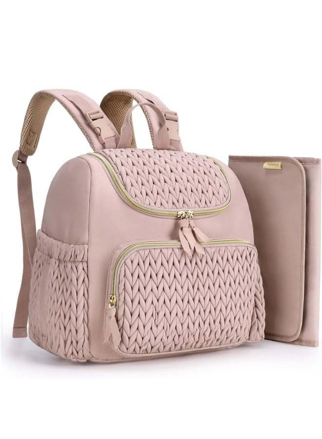 Diaper Bag Small Diaper Backpack Stylish Baby Travel Backpacks with Insulated Pockets, Changing Pad, Stroller Straps