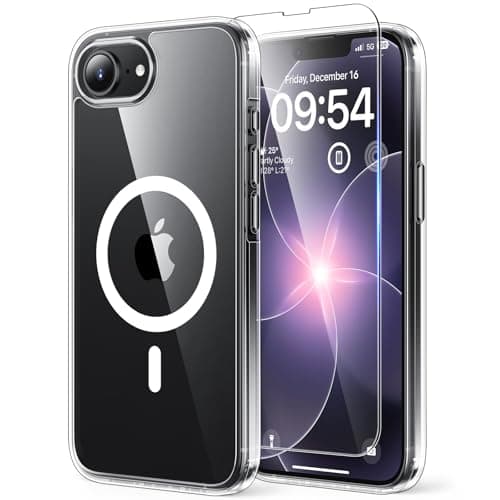 TAURI for iPhone 16e Case Compatible with MagSafe AntiYellowing with Screen Protector Shockproof MilitaryGrade Protection Slim Magnetic Phone Case for iPhone 16 e 61 Clear