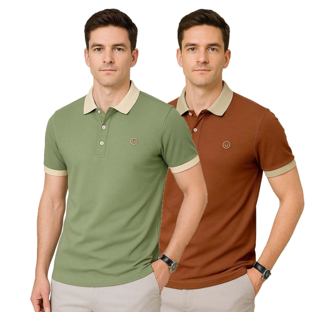 Lymio Polo T Shirt for Men || Men Casual T-Shirt || Polo Available in Combo Pack of 2 (Polo-45-46-Pista-Orange-2XL)