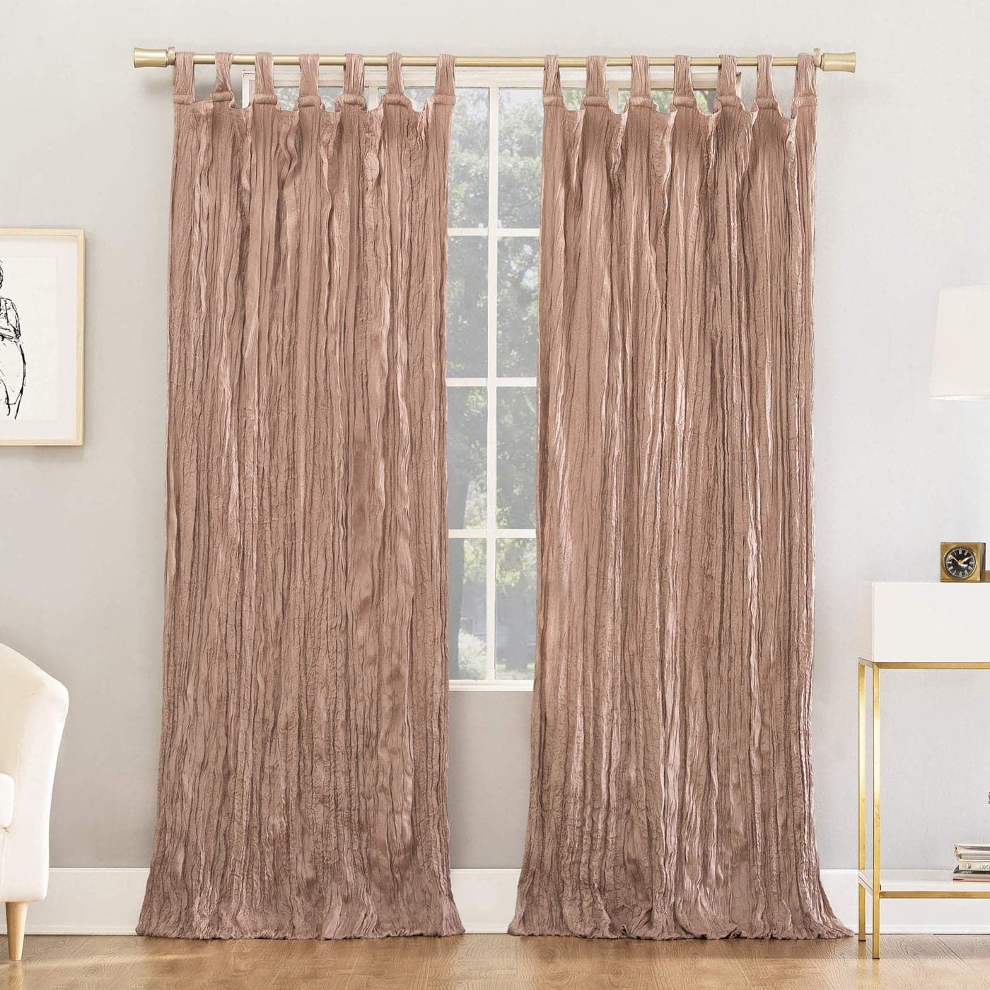 No 918 Odelia Distressed Velvet Blackout Tab Top Curtain Panel 50 x 95 Blush Pink