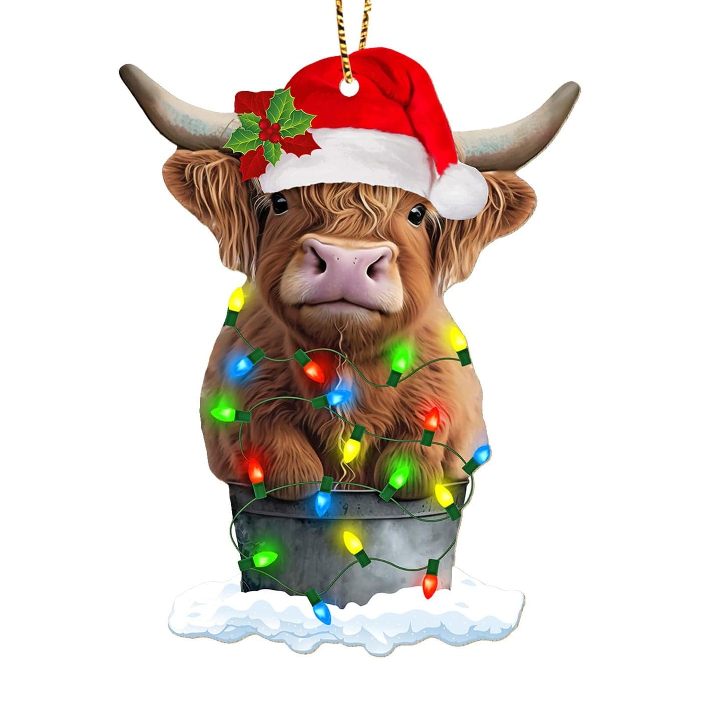 365RUSTIC Highland Cow Ornament for Christmas Tree 2Side Printed Flat Wooden Ornament Farmhouse Christmas Decor Farm Animal Gifts for Christmas Women