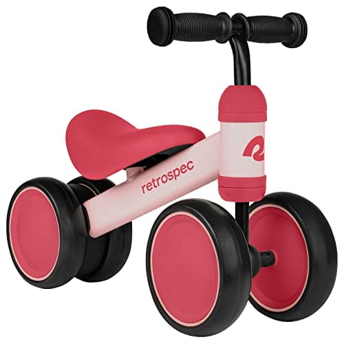 Retrospec Cricket Baby Walker Balance Bike with 4 Wheels for Ages 12-24 Months - Baby Toys & Toddler Toys for 1 Year Olds - Ride On Bicycle - Boys & Girls