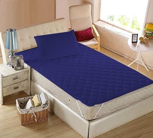 Rajasthan Crafts Microfiber Single Bed Waterproof and Dust Proof Mattress Protector, Blue, Single Bed (36inch x 78inch) (TC-H-MP001-B)