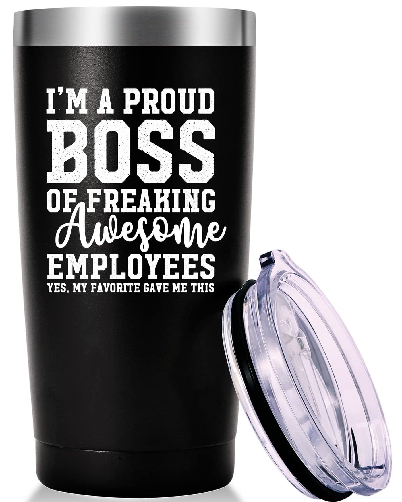 AMZUShome I Am A Proud Boss Travel Mug TumblerFunny Boss DayOffice GiftsMoving Appreciation Retirement Birthday Christmas Gifts For Men Women Boss Boss Lady From Employees20oz Black