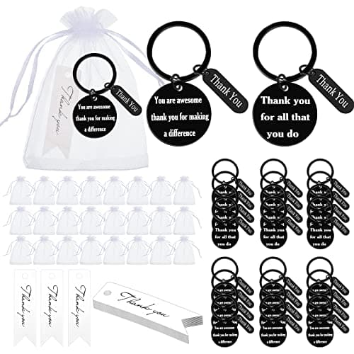 Yinkin 72 Pcs Employee Appreciation Keychain Gift Bulk Thank You Gifts for Coworker Team Staff Graduation(Black)