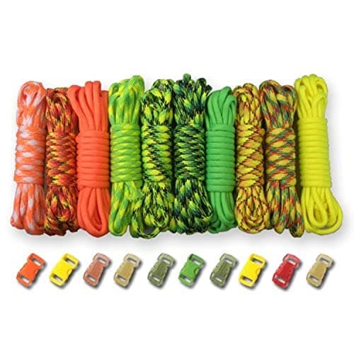 Paracord Planet 550lb Type III Paracord Combo Crafting Kits with Buckles – 100 ft