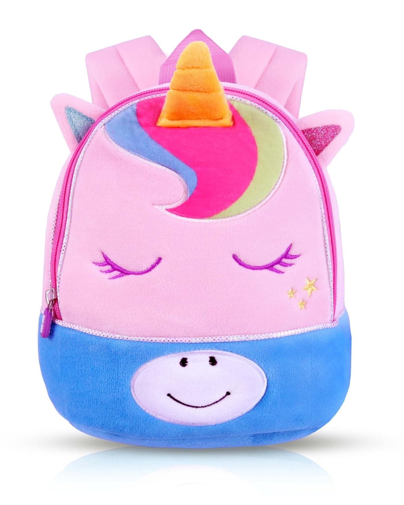 Toyshine 26cm Cute Unicorn Face Soft Stuff Backpack for Kids Girls Boys Toddler Backpack Preschool Nursery Travel Bag Mini Size, Pink