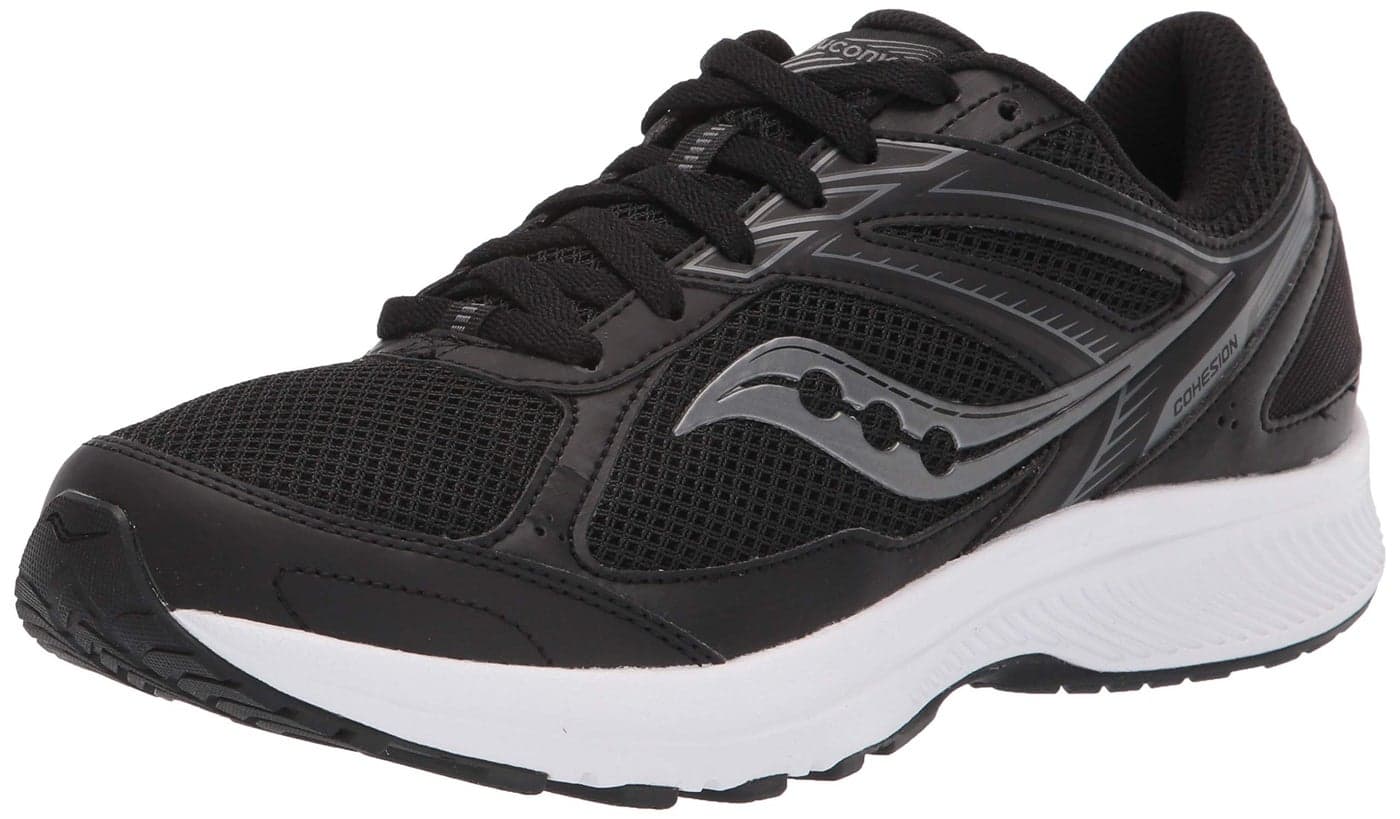 Saucony Men's Core Cohesion 14 Road Running Shoe, Black/White, 9.5 Wide