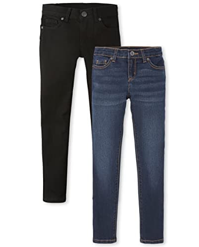 The Childrens Place Girls Super Skinny JeansBlack WashDk Twilight Wash 2 Pack8