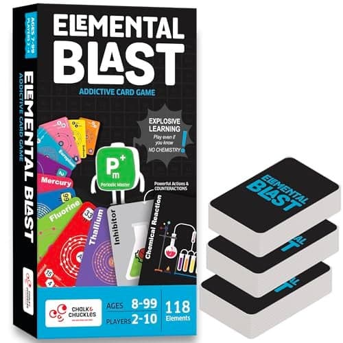 Chalk and Chuckles Elemental Blast-Chemistry Card Game for Kids Ages 10 to 15, Learning & Stem Toy, Educational Gifts for Boys, Girls 8, 9, 10, 11, 12 Years Old, Fun for Teens, Families and Adults