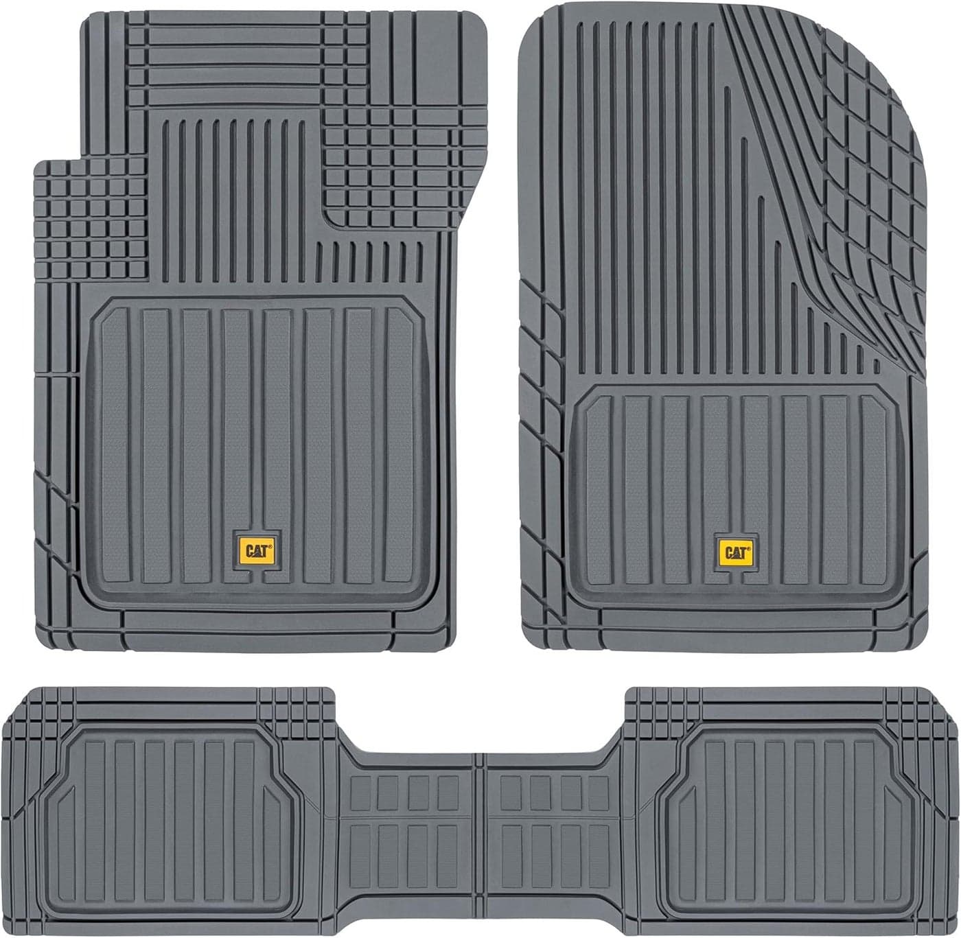 Cat® ToughLiner™ Gray Car Floor Mats - Heavy Duty Trim to Fit Floor Mats for Trucks - All-Weather Truck Accessories & Odorless Rubber Automotive Floor Mats - Car Mats & SUV Floor Liners for Car