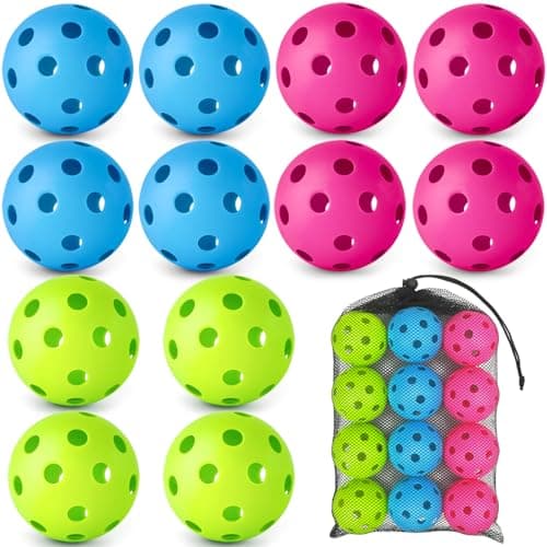 Mototo 12PCS Soft Baseballs for Practice 9 Inch Plastic Baseball Training Balls 26Hole Hollow Soft Balls with 15x9 Drawstring Mesh Bag Batting Practice Equipment for Youth Indoor Outdoor Hitting