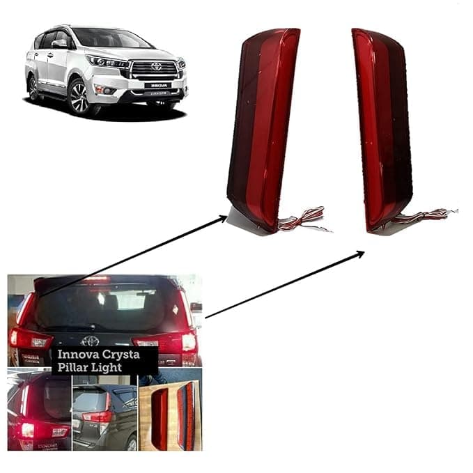 TRENDWALA Rear Back Pillar LED Brake Light with Wiring for Toyota Innova Crysta Old Model, Type-1
