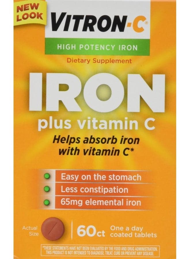 Vitron-c High Potency Iron Supplement Tablets 60 Ct (Pack of 2)