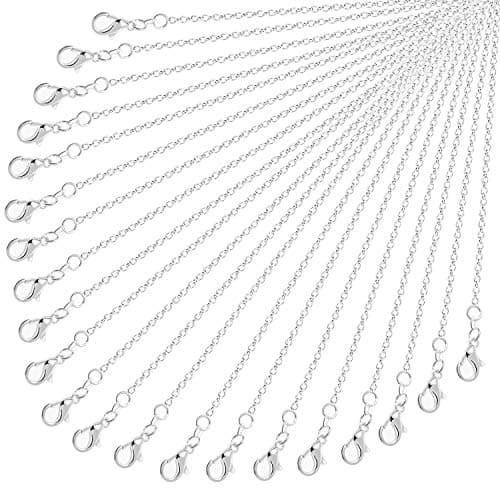 Necklace Chain Bulk for Jewelry Making, Cridoz 36 Pack Jewelry Chain Silver Plated Necklace Chains for Jewelry Making, 1.2 mm (24 Inches)