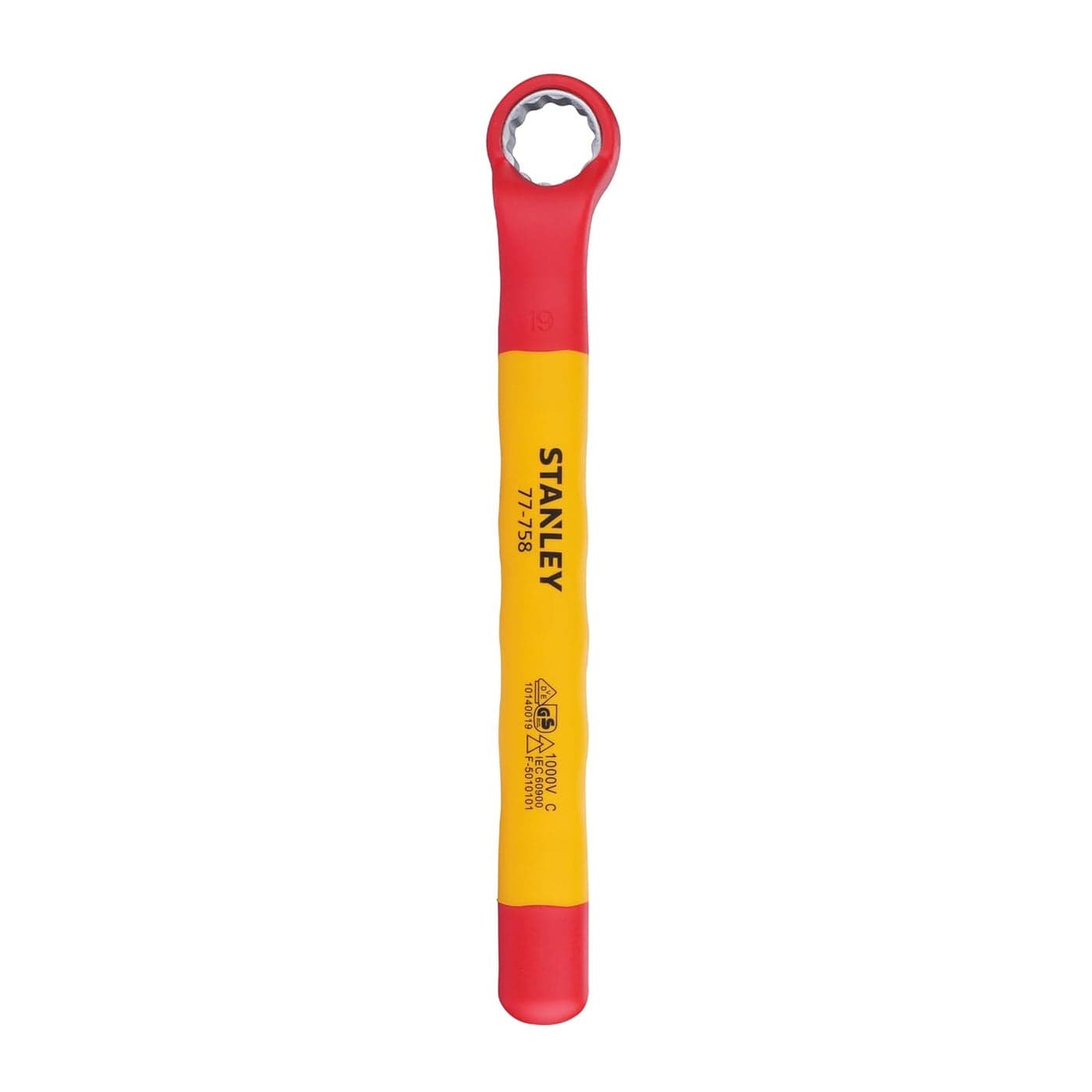 STANLEY STMT7775823B VDE Insulated Box End Wrench 19mm Ideal For Repair Of Electric Vehicles Red and Yellow