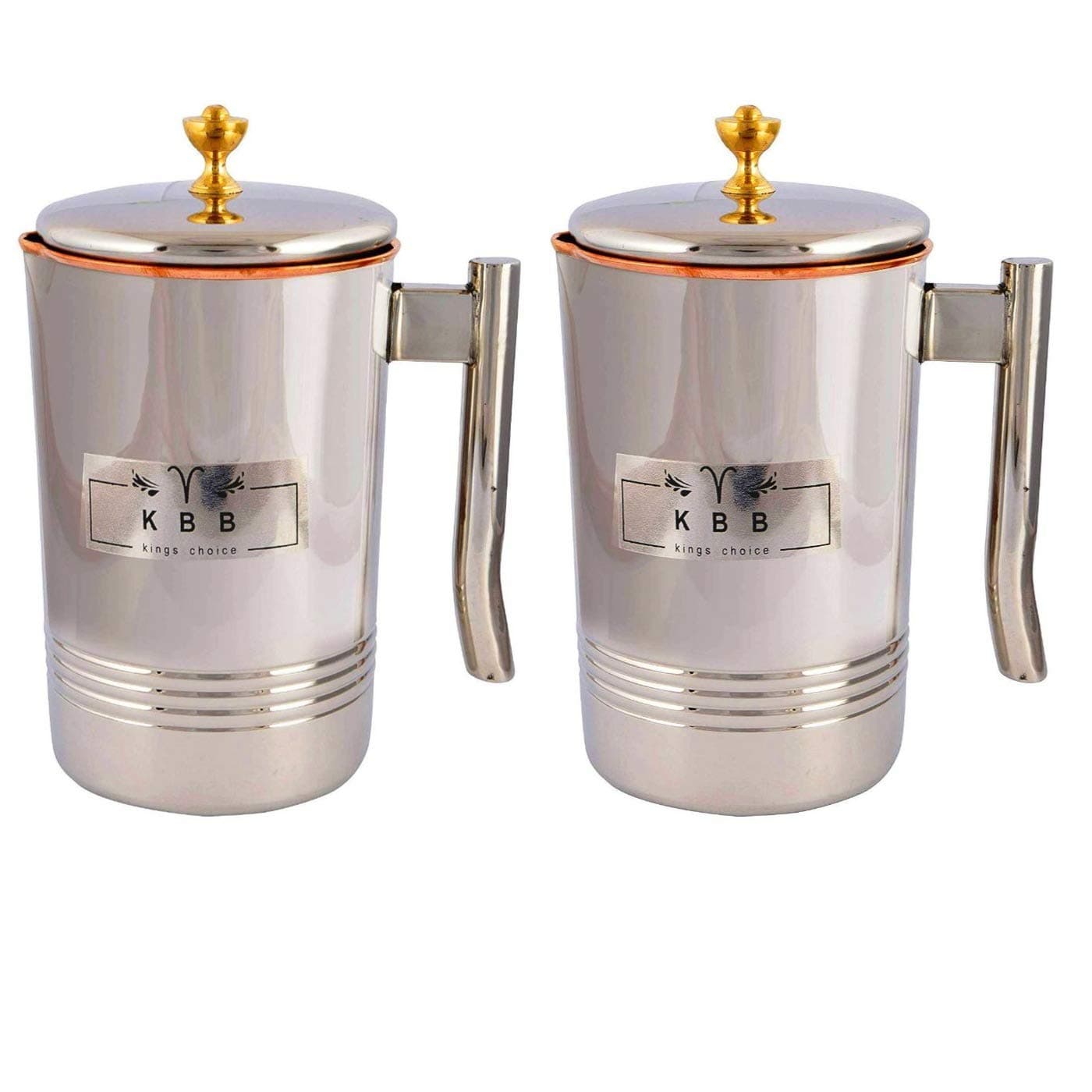 KBB Copper Steel Design Platinum Copper Steel Jug 2 LTR 2 LTR KBBP2041 Pack of 2