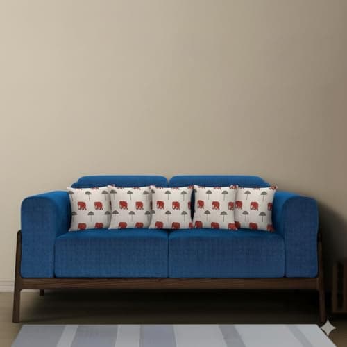 Trance Home Linen Set of 5 Premium Cotton 12x12 inch Cushion Covers for Sofa and Diwan | Throw Pillow/Small Cushion Pillow Covers – (12x12 inch | 30cmx30cm, Ambari Red) – Set of 5