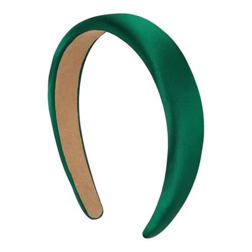 Amariver Green Headband for Women 12inch Satin Headbands Padded Head Bands DIY Plain Hair Band Fashion Green Hair Accessories for Women Girls