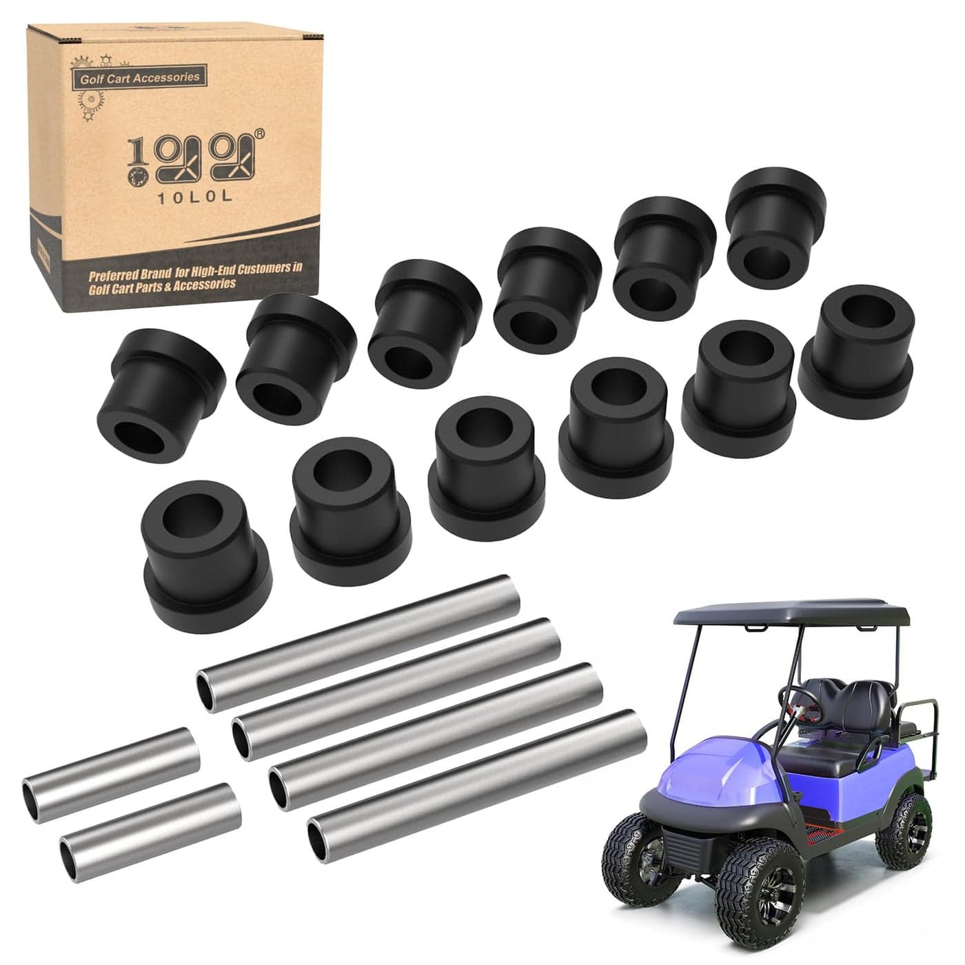 10L0L Rear Spring & Rear Shackle Bushing Kit for Club Car Precedent 2004-up Golf Cart, OEM# 102506401 102506601 102506301