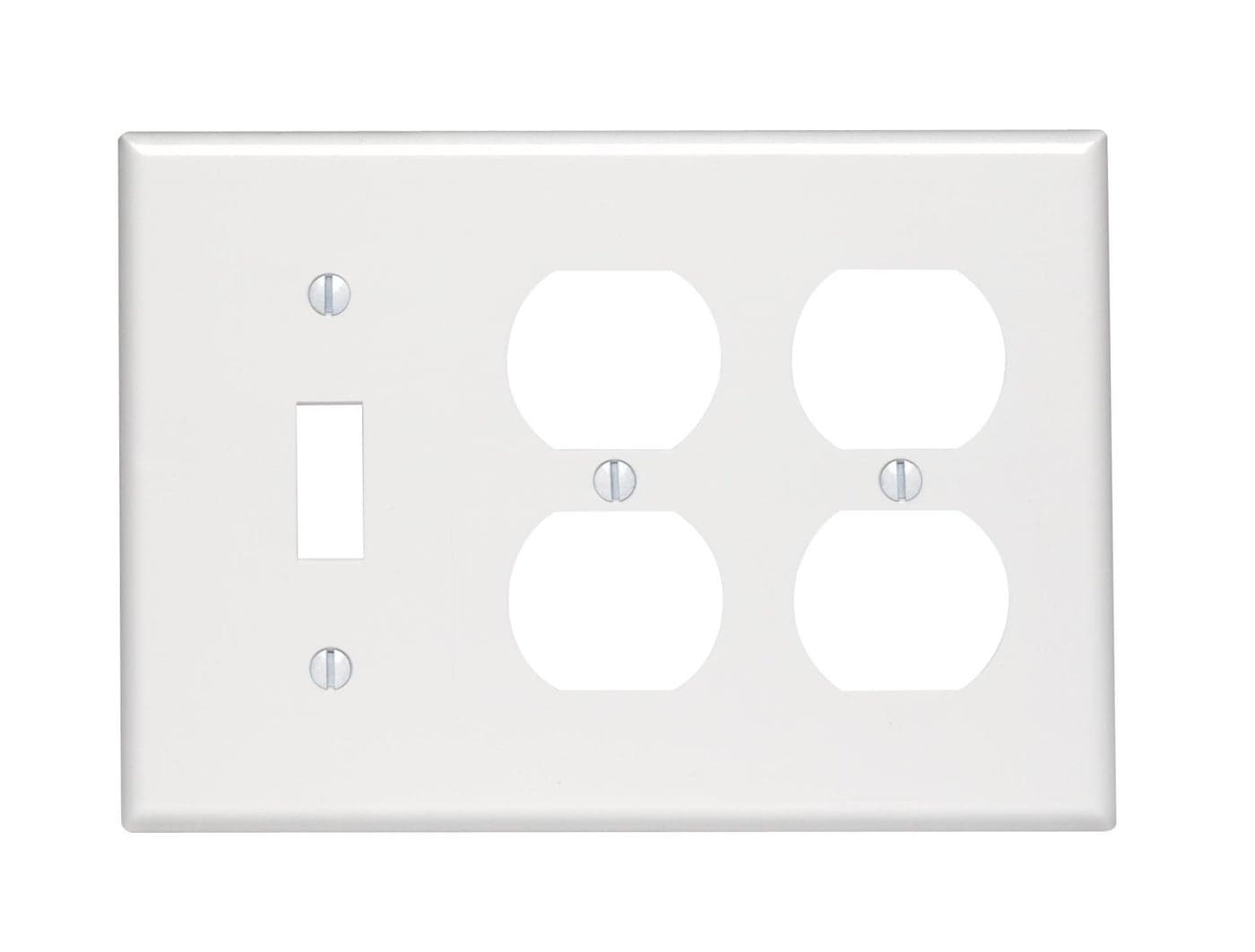 Leviton 3-Gang Combination, 1-Toggle 2-Duplex Outlet/Receptacle Wallplate, Standard Size, Thermoset, 88047, White