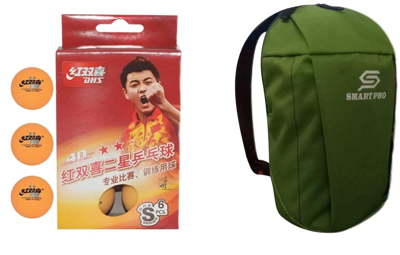 DHS TT Ball S-S1840BY 2 Star Y Supermarket (6 Pcs Box) 36 PCS with Smart PRO TT Special Cover Speed Green
