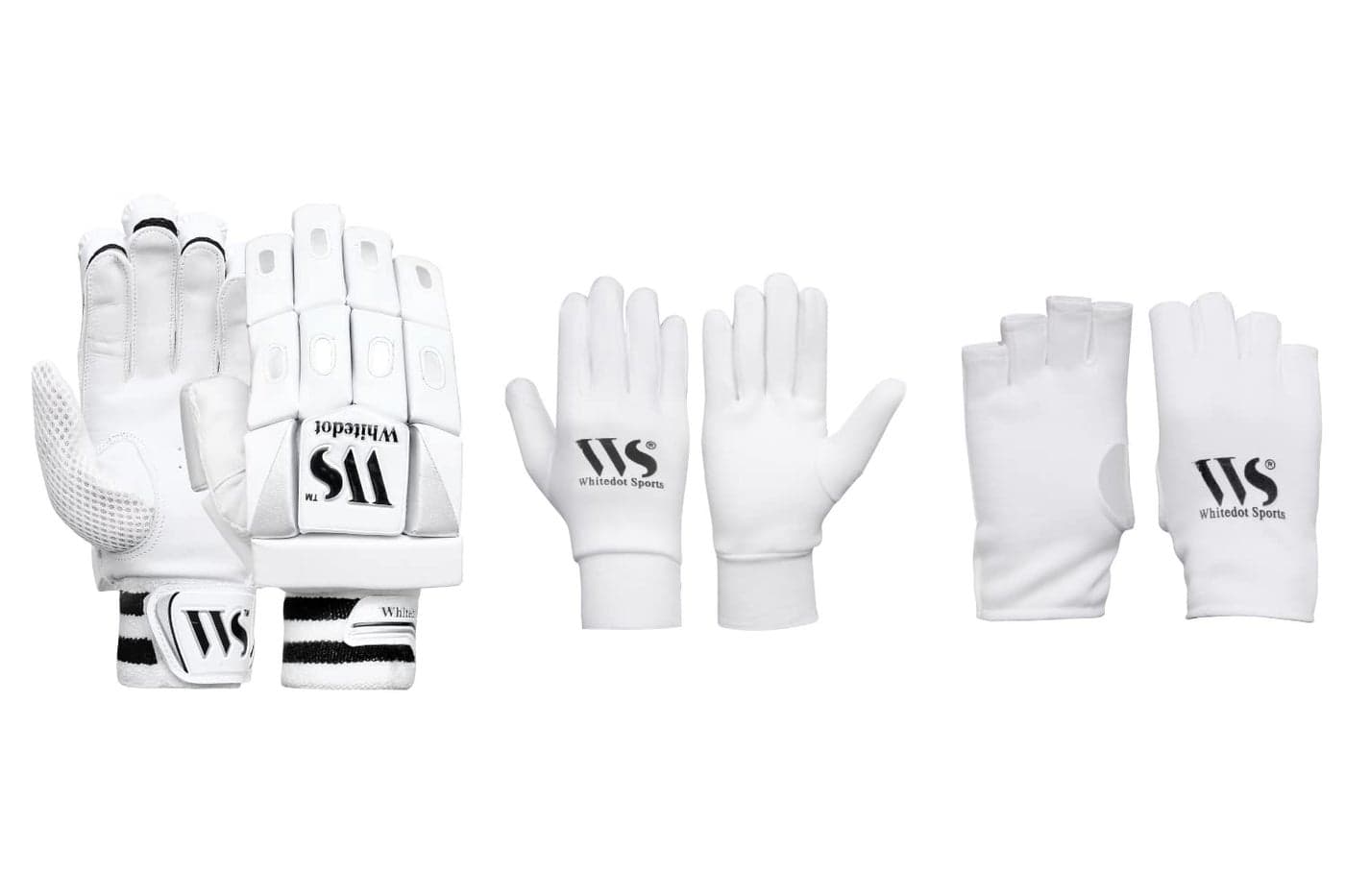 Whitedot Dot 2.1 Cricket Batting Gloves with Full and Half Finger Inner Gloves Suitable for Mens/Adult/Large, Left Hand