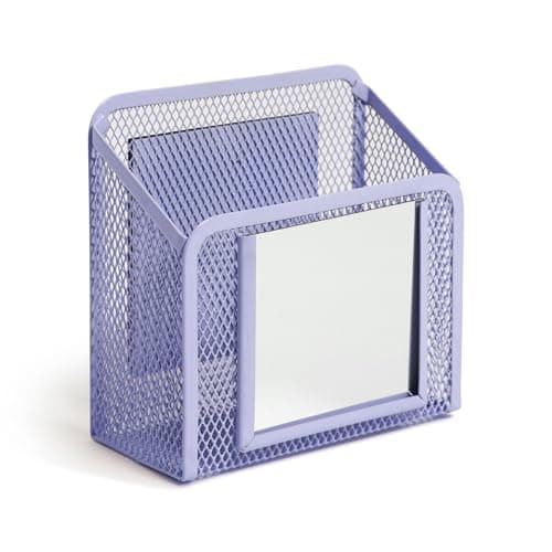 U Brands Lavender Purple Magnetic Locker Cup with Mirror, Locker Mirror with Pencil Holder, Magnetic Organizer for School Lockers, 5" x 2.4" x 4.75"