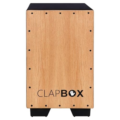 Clapbox Cajon Drum Oak Wood (Full Size) - NOT MADE IN CHINA - 3 Internal Snares | Most Popular Cajon Brand Online (Beige)