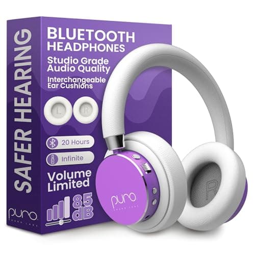 Puro Sound Labs Kids Wireless Headphones VolumeLimiting 85dB Builtin Mic StudioGrade Sound 20Hour Battery Life Comfortable Easy to Connect Kids Bluetooth Headphones BT2200 Plus Purple