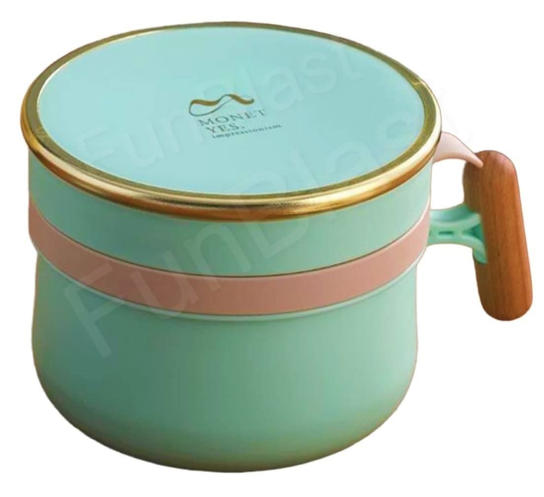 FunBlast Lunch Box for Kids - Insulated Stainless Steel Lunch Box, Double Decker Lunch Box with Fork, Lunch Boxes for Office Men & Women - Not Leakproof - for Dry Foods Only (Green), 1020 Ml, 1020 Ml