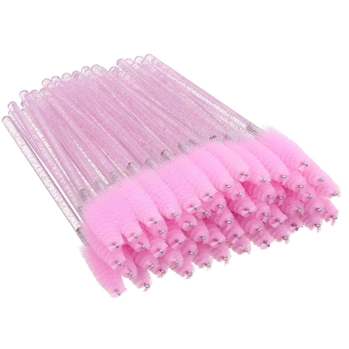 Elisel 100 PCS Disposable Mascara Brushes Crystal Eyelash Brushes Mascara Wands Applicator Eyelash Extensions Makeup Tools Eyebrow Brush Pink