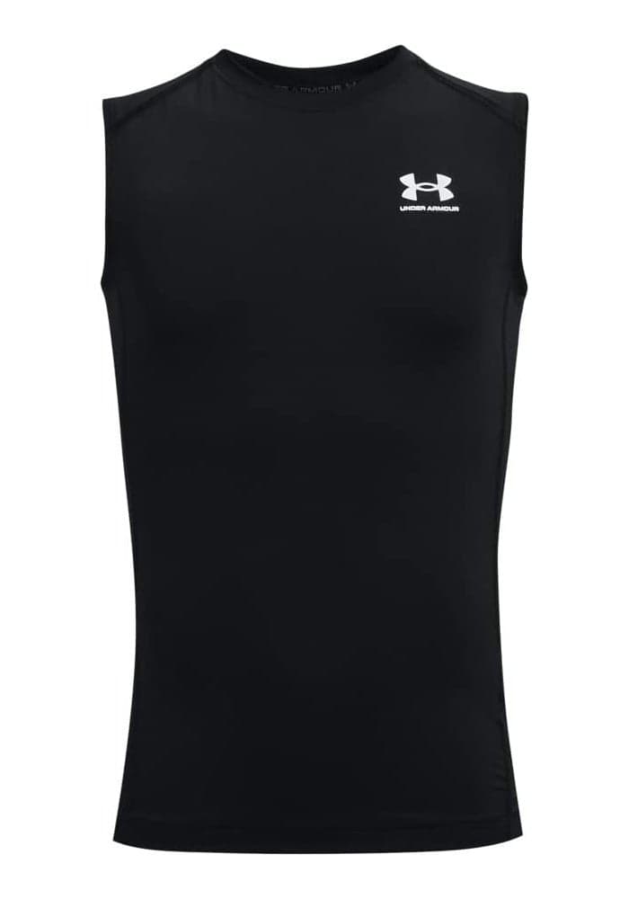 Under Armour Boys HeatGear Armour Sleeveless T-Shirt, Black/White, Medium