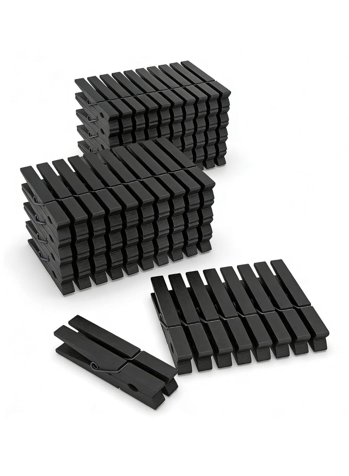 50 Pack Wooden Clothespins for Crafts, Colored Clothes Pins for Hanging Pictures Clothing Classroom, 2.9 Inch, Black