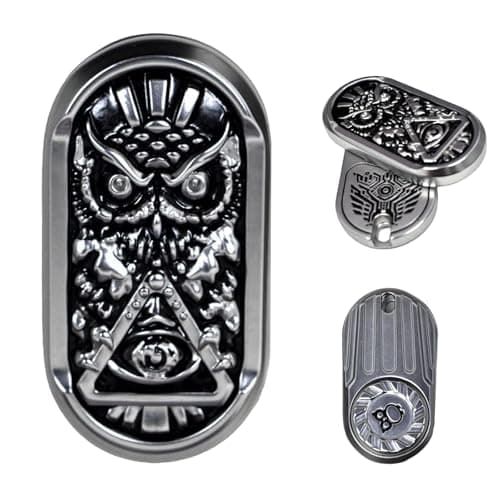 JUDIXY Fidget Slider Metal Magnetic Fidget Toys Adults Owl Push CardDesk Toys Gift for Stress Relief Black Base