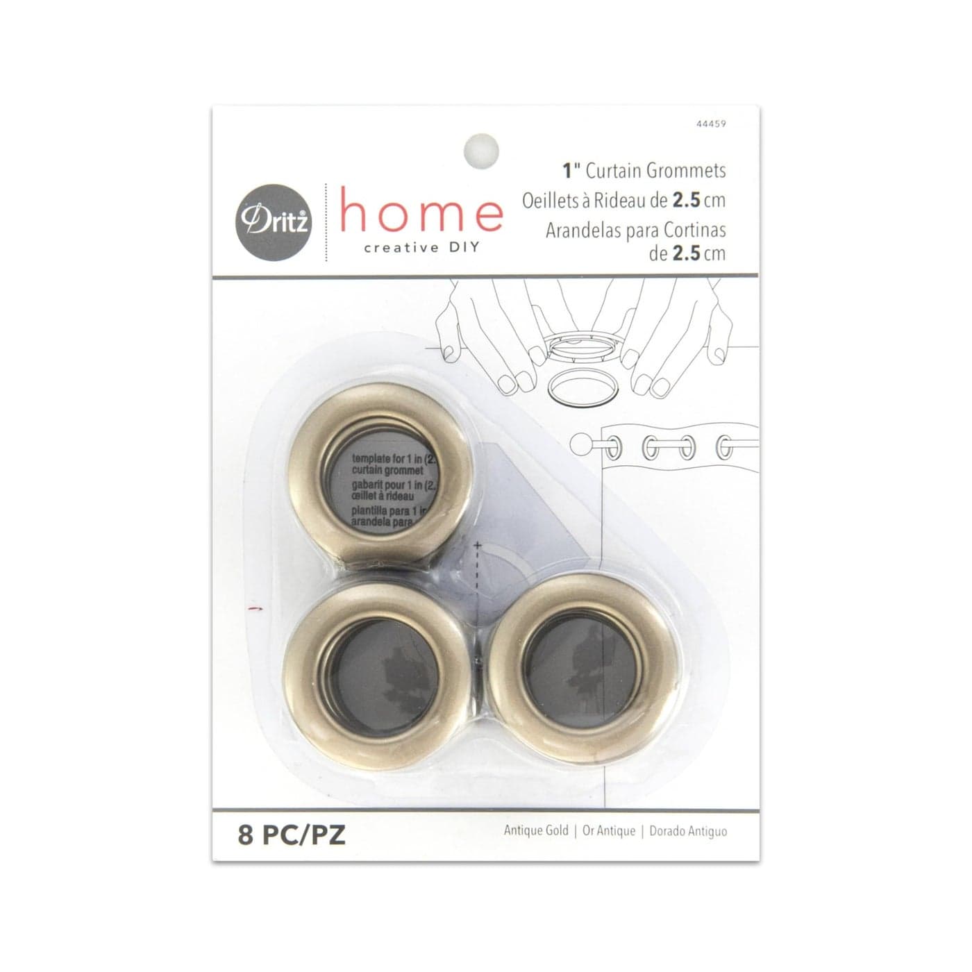Dritz Curtain Grommets 1 25 mm Inner Diameter HeavyDuty Plastic Gold Color SnapOn Design ToolFree Installation 8Pack
